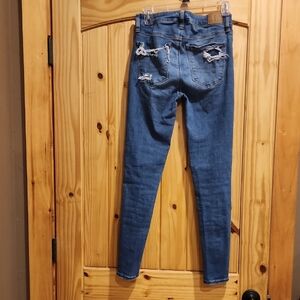 American Eagle Outfitters Blue Distressed Skinny Jeans